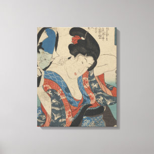 Vintages Bild des japanischen Handspiegels Leinwanddruck