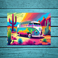 Vintages Bild: Retro Van in der Wüste