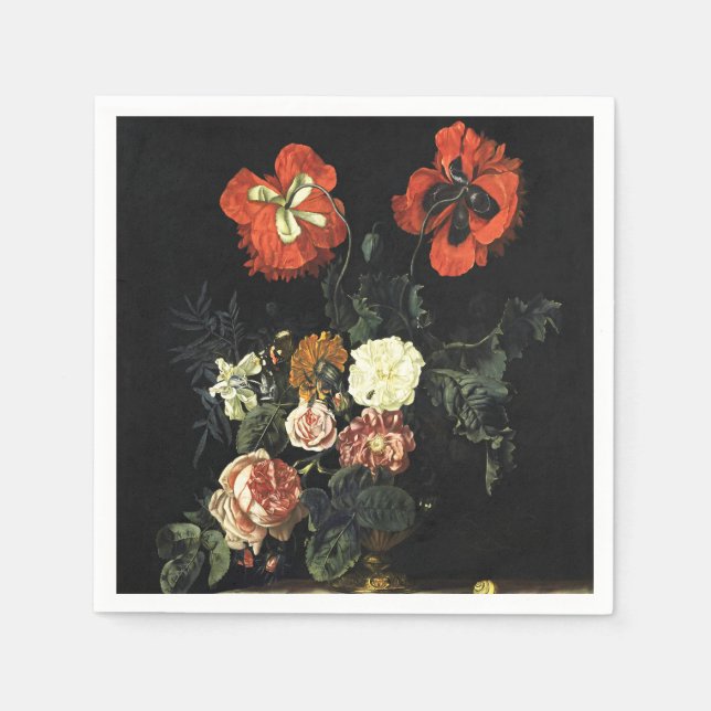 Vintages Bild Stillleben mit Blume Serviette (Vorderseite)