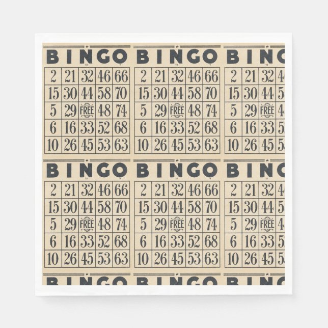 Vintages Bingokartenpapier Napkins Serviette (Vorderseite)