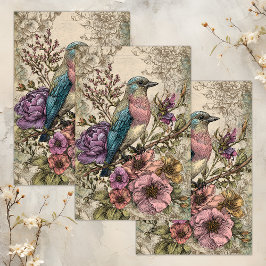 VINTAGES BIRD DECOUPAY SEIDENPAPIER