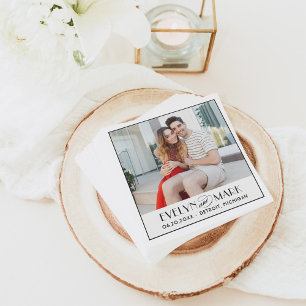 Vintages Black Art Deco Wedding Monogram Foto Serviette