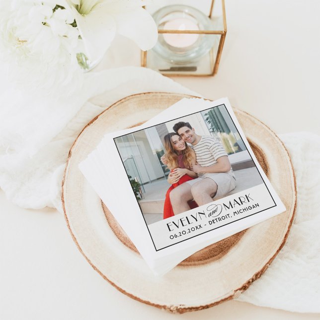 Vintages Black Art Deco Wedding Monogram Foto Serviette (Von Creator hochgeladen)