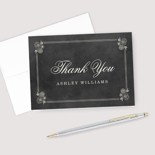 Vintages Black Chalkboard Hochzeitssemble Brautpar Dankeskarte (Von Creator hochgeladen)