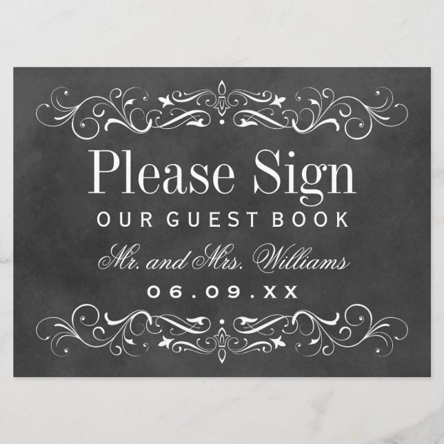 Vintages Black Chalkboard Wedding Guest Book (Vorderseite)