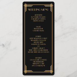 Vintages Black Gatsby Art Deco Wedding Menü Menükarte