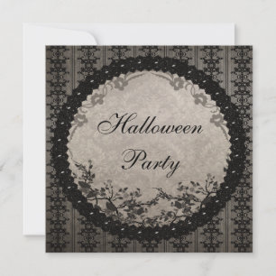 Vintages Black Lace & Sequins Halloween-Party Einladung