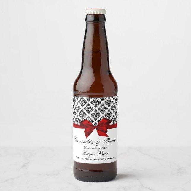 Vintages Black Whask Damask Red H Bierflasche Bierflaschenetikett (Vorderseite)