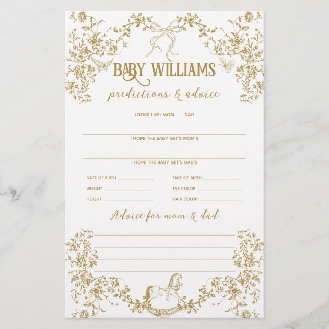 Vintages Bläserbaby Predictive Game (Vorderseite)