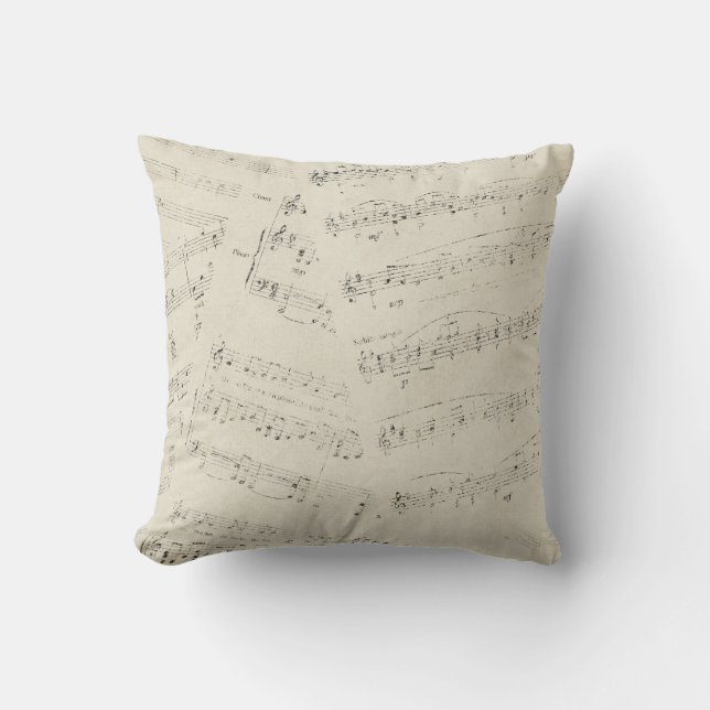 Vintages Blatt-Musikthrow-Kissen Kissen (Vorderseite)