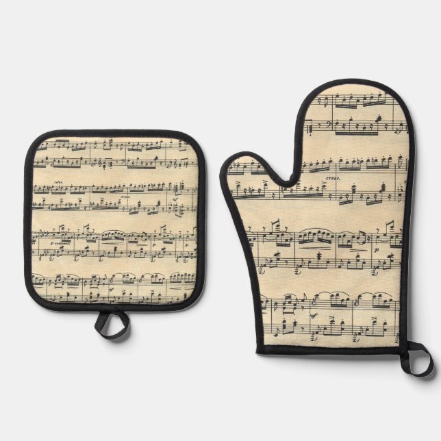 Vintages Blatt Ofenhandschuh & Topflappen-Set (Vorderseite)