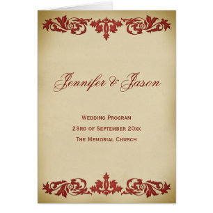 Vintages Blatt-Rolle-Hochzeits-Programm in