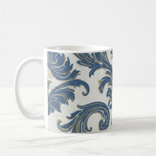 Vintages Blau und Gold Barock Damask Kaffeetasse