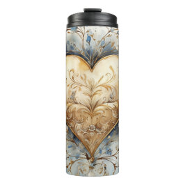 VINTAGES BLAU- UND WEISSES VALENTINHERZ THERMOSBECHER