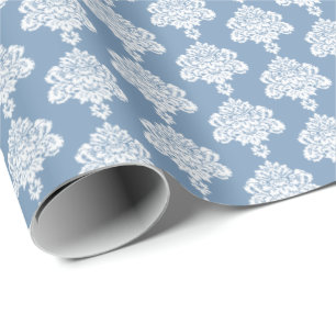Vintages Blau Weißes Damaskenwaschpapier Geschenkpapier