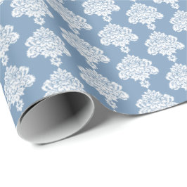 Vintages Blau | Weißes Damaskop-Papier Geschenkpapier