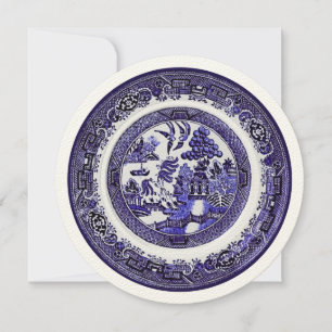 Vintages Blauer Wildmuster um 1790 Dankeskarte