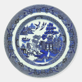 Vintages Blauer Wildmuster um 1790 Runder Aufkleber