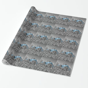 Vintages blaues Auto Geschenkpapier