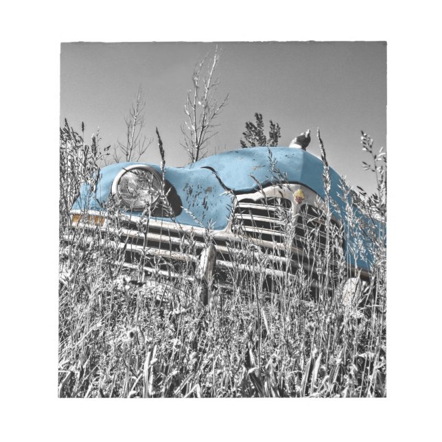 Vintages blaues Auto Notizblock (Vorderseite)