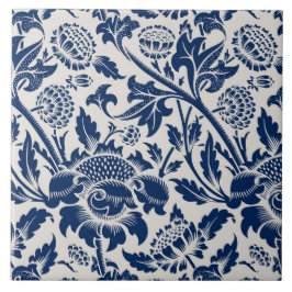 Vintages Blaues Blume-Muster Fliese