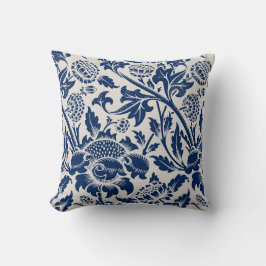 Vintages Blaues Blume-Muster Kissen