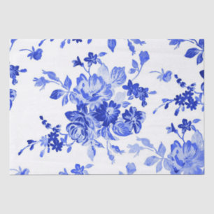 Vintages blaues Blumenmuster Seidenpapier