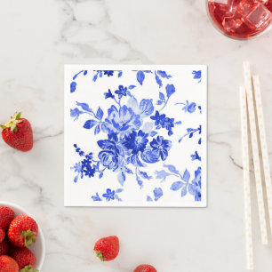 Vintages blaues Blumenmuster Serviette