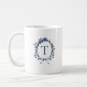 Vintages Blaues Botanisches Monogramm Kaffeetasse
