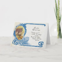 Vintages Blaues Ei Hühnchen Antikes Osterfest