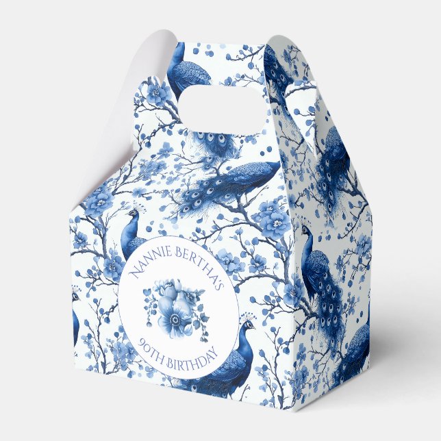 Vintages Blaues Französisches Chinoiserie Geschenkschachtel (Vorderseite)