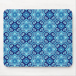 Vintages blaues geometrisches Muster Mousepad