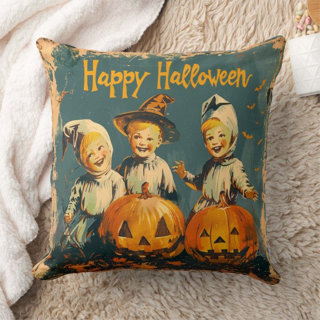 Vintages blaues Halloween-Kissen Kissen (Decke)