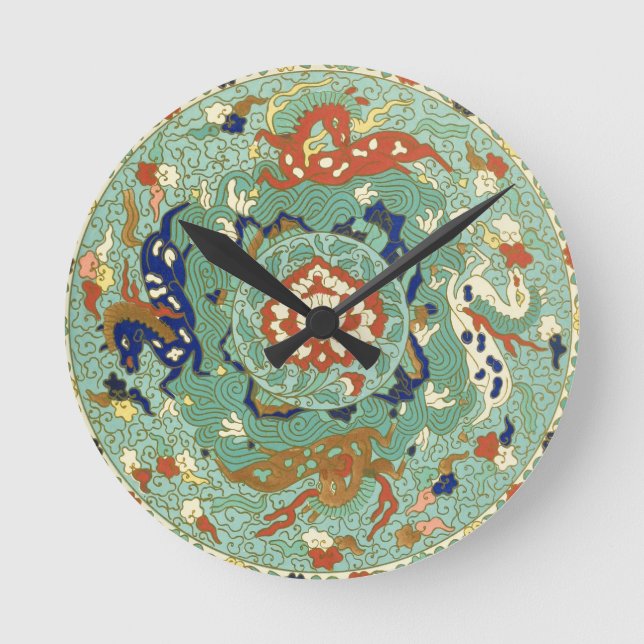 Vintages Blaues Land Sea Air Pferde Runde Wanduhr (Vorderseite)
