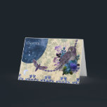 Vintages blaues Lila Zodiakarzinom Geburtstag Karte<br><div class="desc">Vintage Collage mit Eule und Motte zusammen mit der Krebszodiakonstellation.</div>