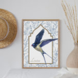 Vintages blaues Meer Schluchten Holz Custom Mond Poster<br><div class="desc">Mit seinem eleganten blauen Aquarell-Blumendesign und dem Design der Scheune sind diese Drucke perfekt für Vogelliebhaber und gemütliche Zuhause,  Hütte oder Bauernstil. Finden Sie passende Artikel in meinem Shop.</div>