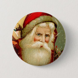 Vintages blaues mit Augen Sankt-Weihnachten Button