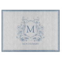 Vintages blaues Monogramm-Wappen