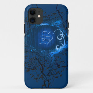 Vintages blaues Muster mit Monogram S iPhone 11 Hülle