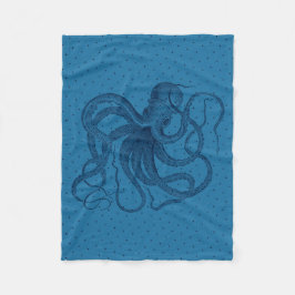 Vintages Blaues Oktopus- und Dotter-Muster Fleecedecke