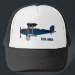 Vintages blaues Retro-Flugzeug Kinder Truckerkappe<br><div class="desc">Cooler Flugzeugmotiv</div>