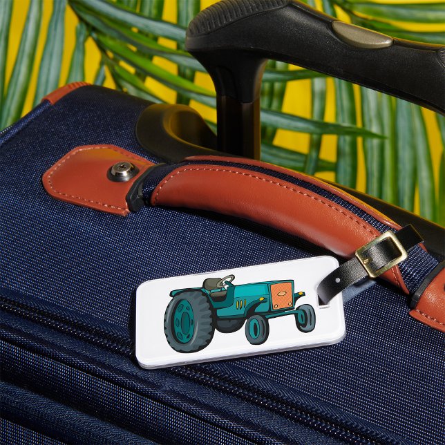 Vintages blaues Traktor Gepäckanhänger (Von Creator hochgeladen)