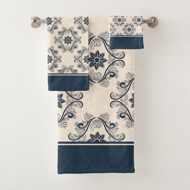 Vintages blaues Tuchhandtuch Set (Insitu)