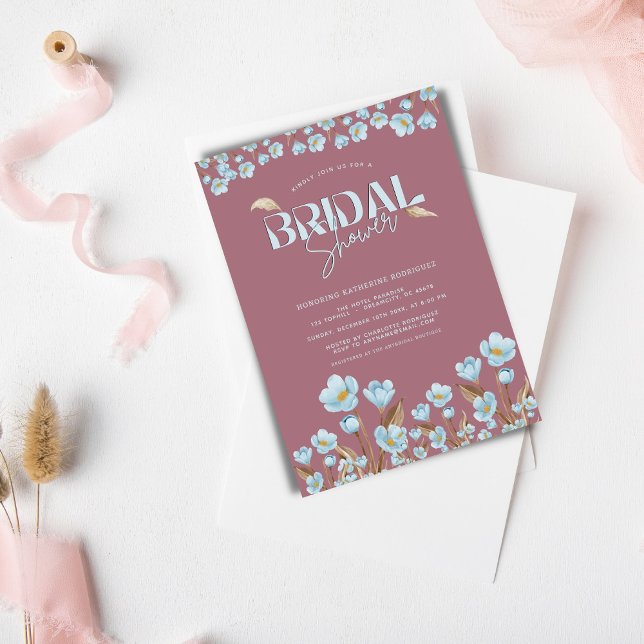 Vintages blaues Wasserfarben-Brautparty Einladung (Von Creator hochgeladen)