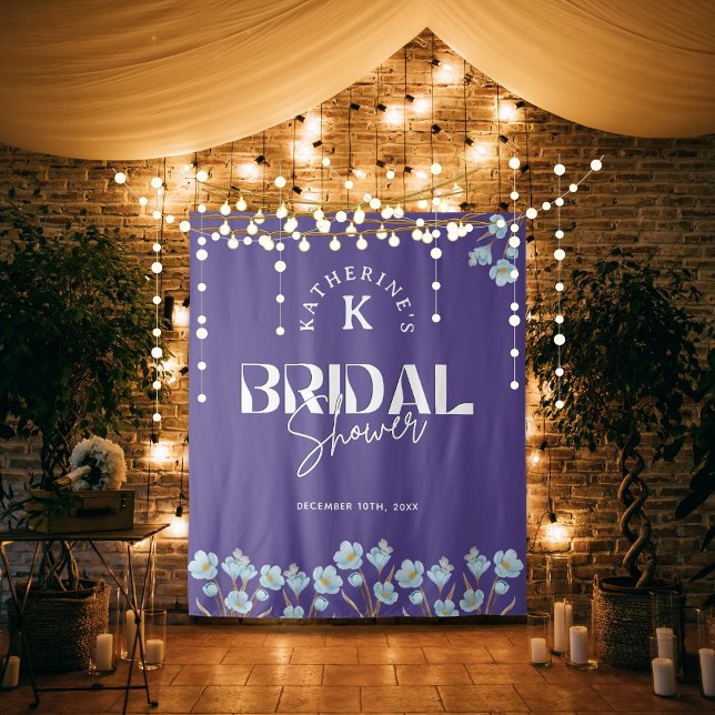 Vintages blaues Wasserfarben-Brautparty Wandteppich (Von Creator hochgeladen)