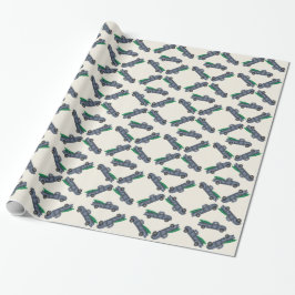 Vintages blaues Weihnachtsbaumtruckpapier Geschenkpapier