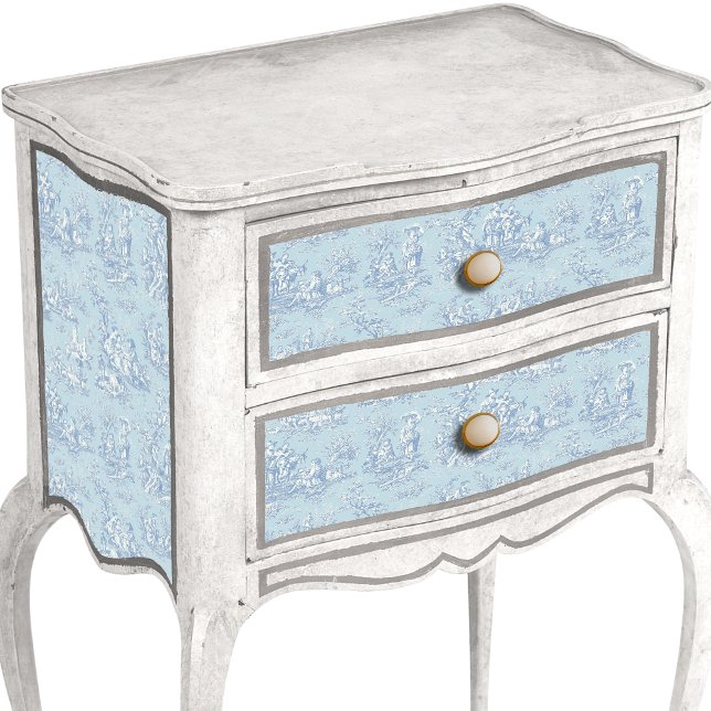 Vintages bläulich-graues Toile de jouy Seidenpapier (Von Creator hochgeladen)