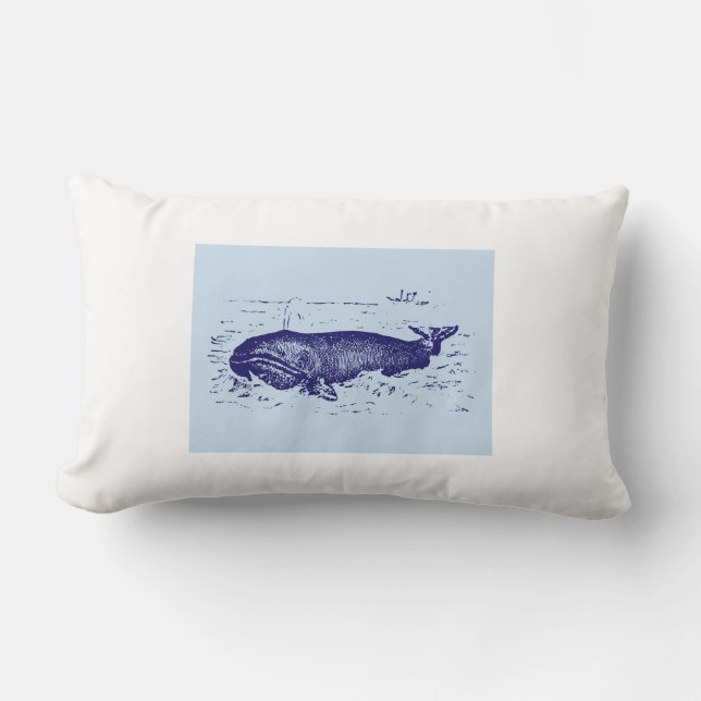 Vintages Blauwal-Entwurfthrow-Kissen Lendenkissen (Vorderseite)