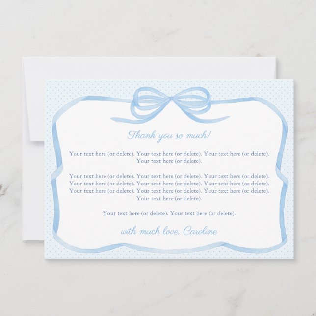 Vintages Blue Bow Boy Baby Duschkabine Party Dankeskarte (Vorderseite)