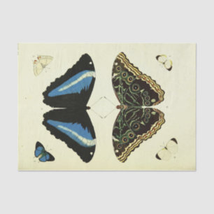 Vintages Blue Butterfly Ephemera Dekoupage Script Seidenpapier